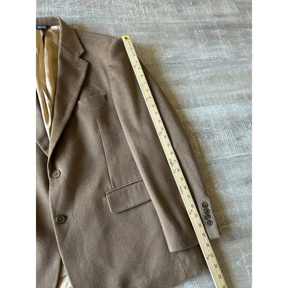Cashmere Sport Coat Blazer Mens 42L Long Brown 2 Button Luxury Jacket